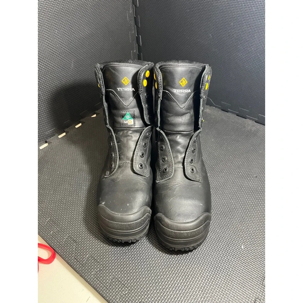 Terra Work Boots Mens 11‎ Black Leather Composite Safety Toe ESR PR TR02988BLK